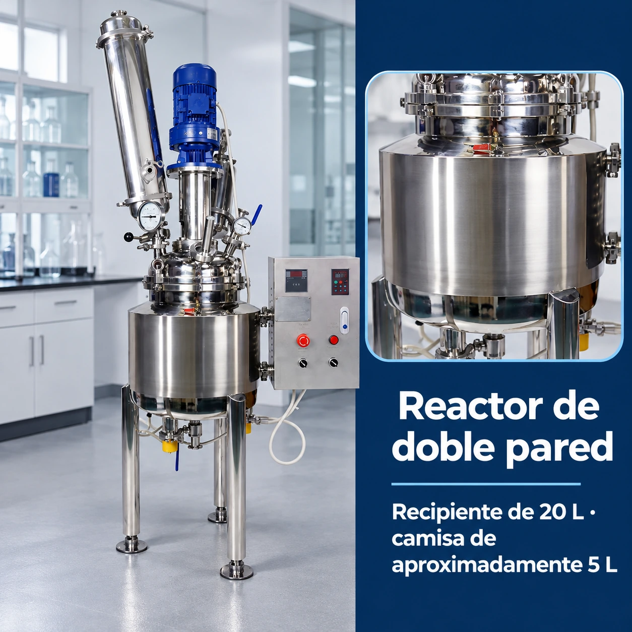 Cuerpo encamisado de 20 litros del reactor SS-20L 04 ss 20l detalle doble pared