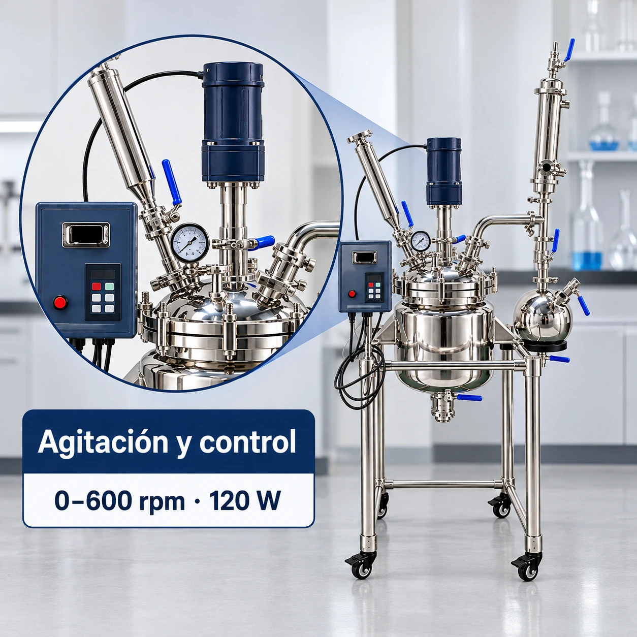 Agitador de paletas con control de frecuencia del reactor SS-10L 05 ss 10l detalle agitacion control