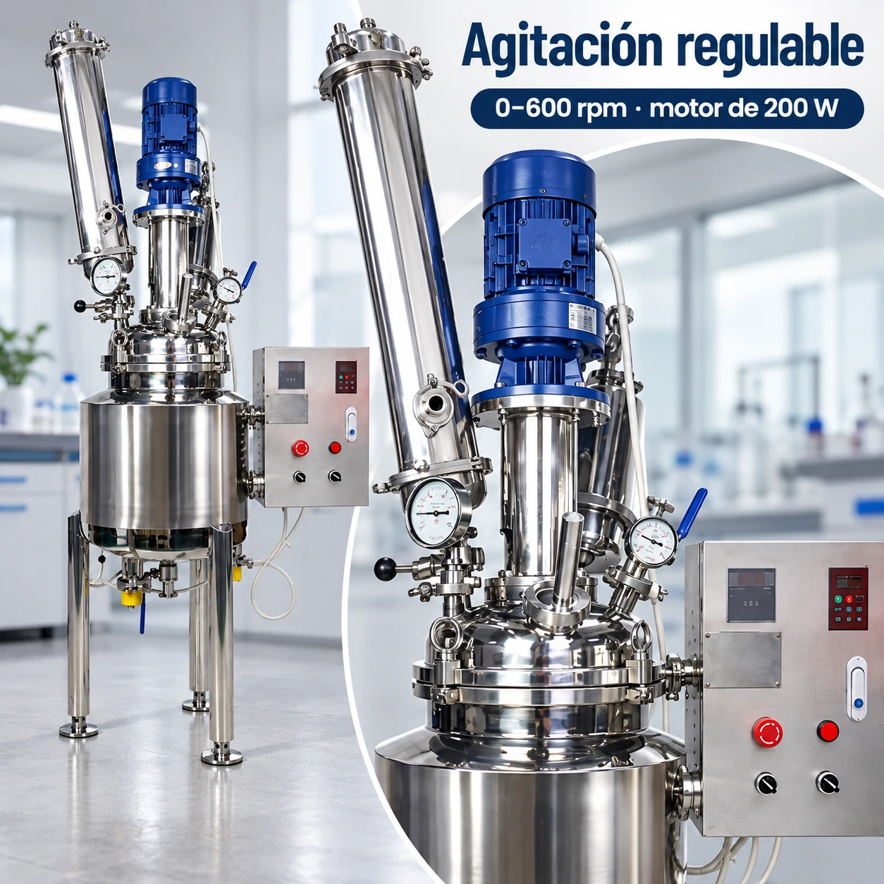 Sistema de agitación regulable del reactor SS-20L 05 ss 20l detalle agitacion 200w