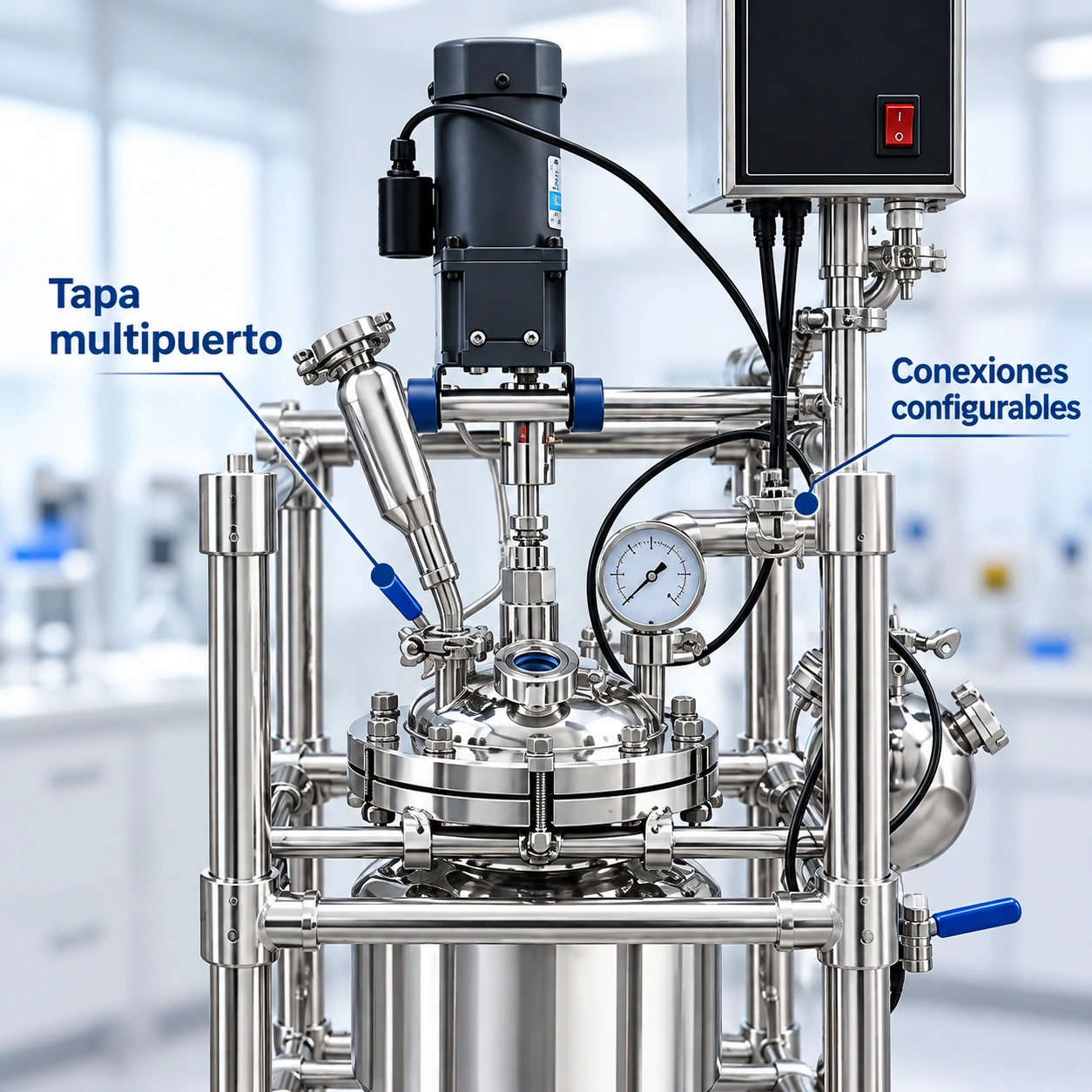 Conexiones configurables de la tapa del reactor SS-5L 06 ss 5l detalle tapa conexiones
