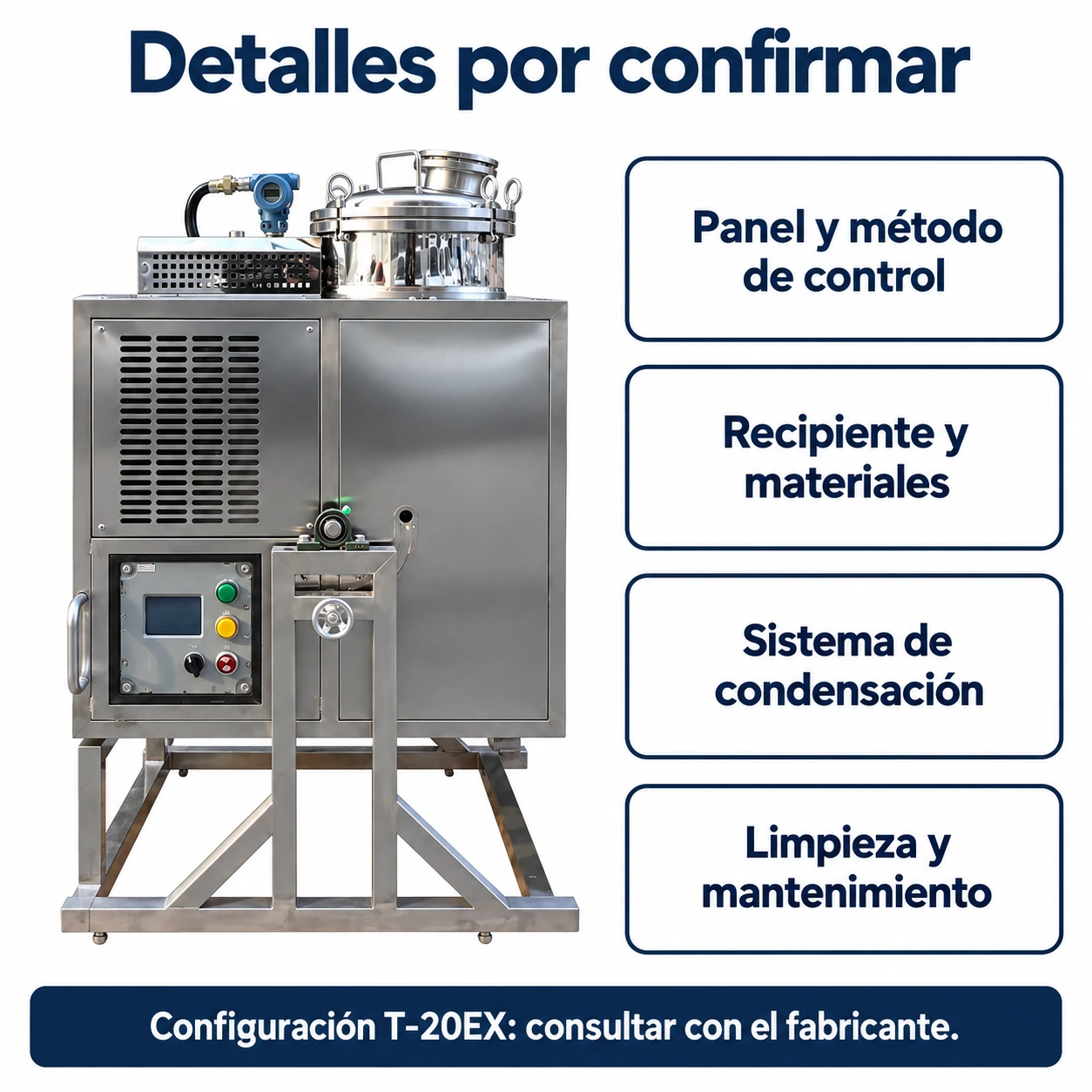 Detalles del recuperador de solventes T-20EX 07 t 20ex detalles por confirmar