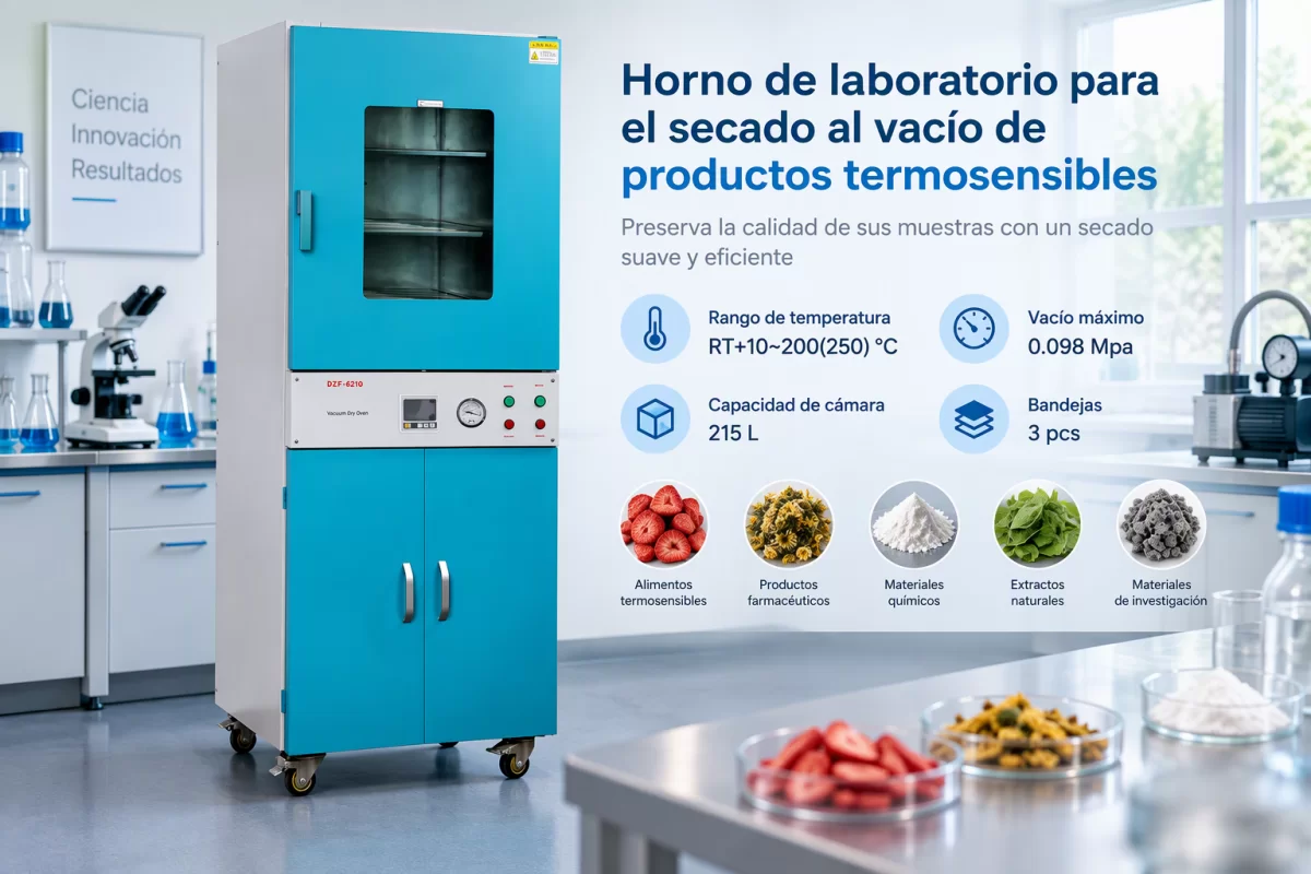 Secado con temperatura y presión controladas Horno de laboratorio para el secado al vacío de productos termosensibles