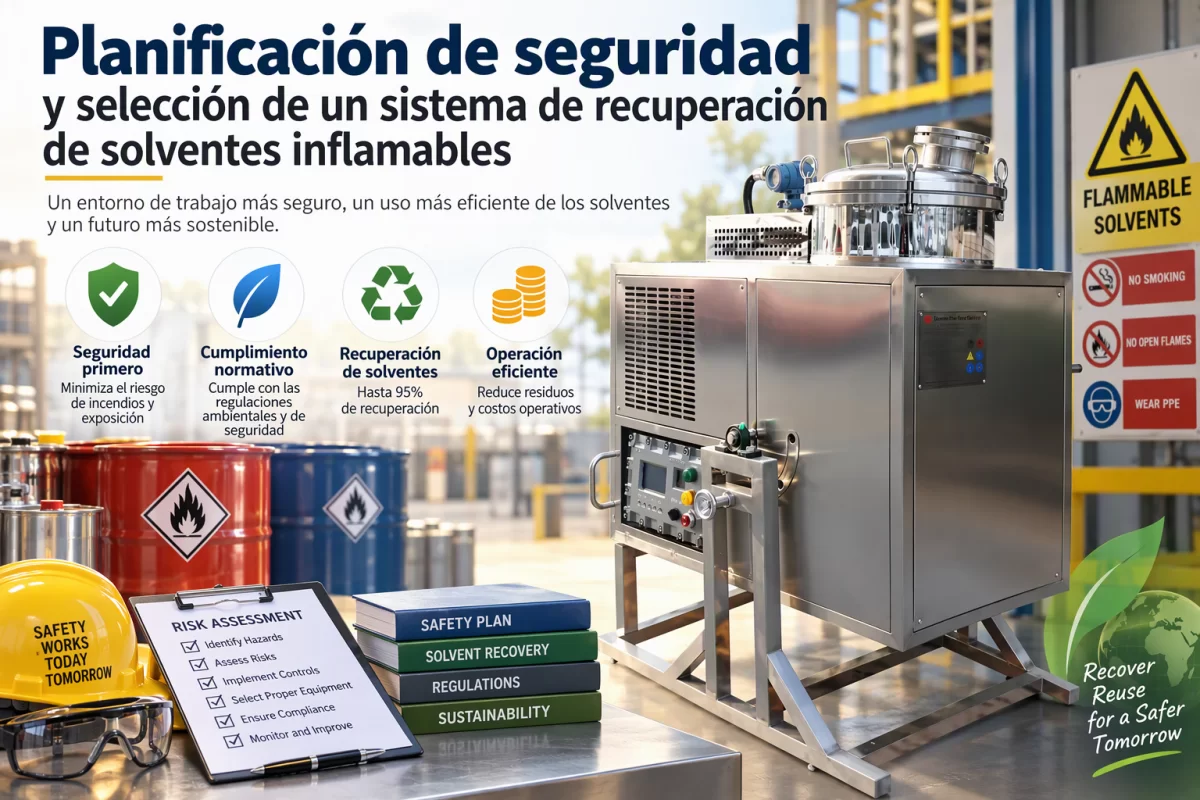 Evaluación de instalación y compatibilidad antes de recuperar solventes Planificación de seguridad y selección de un sistema de recuperación de solventes inflamables